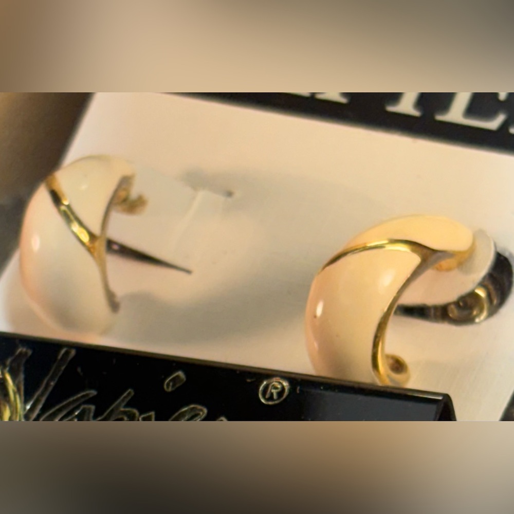 Napier Gold and Cream Curved Earrings